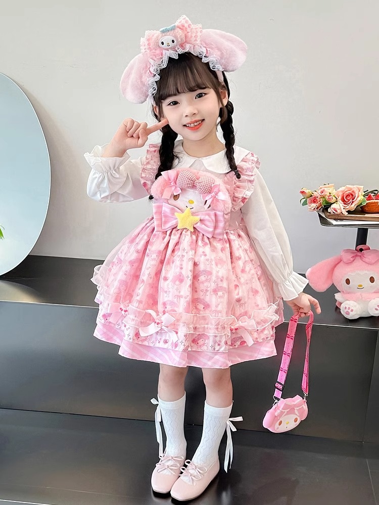 ロリータガールズプリンセスドレス秋ドレス子供の誕生日秋長袖スカートガールメロディー服