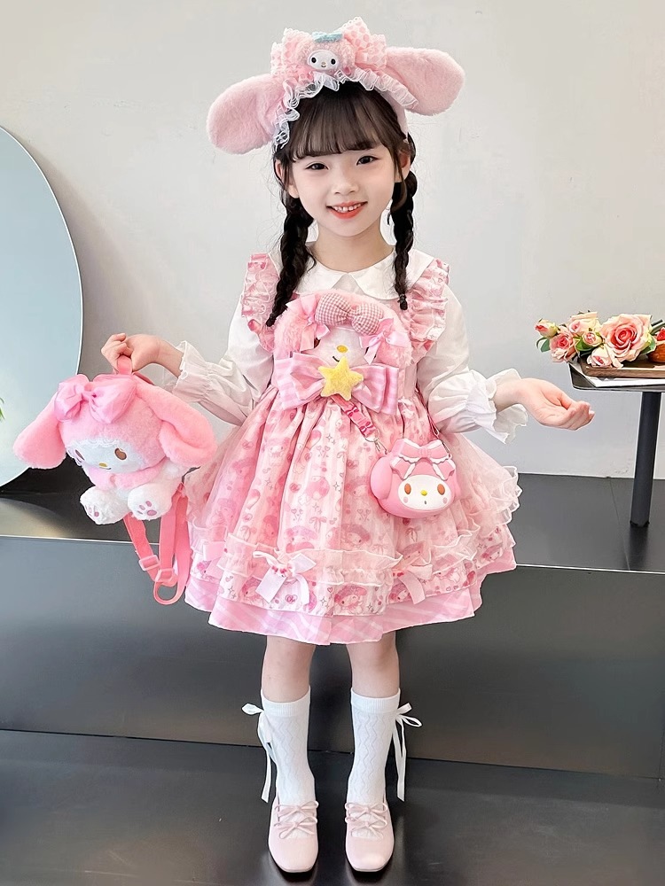 ロリータガールズプリンセスドレス秋ドレス子供の誕生日秋長袖スカートガールメロディー服