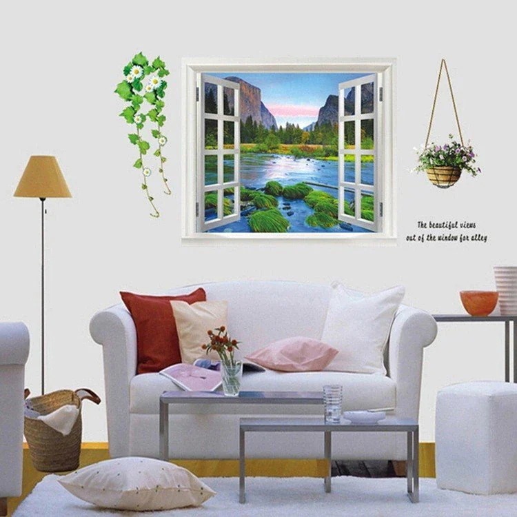 【20点セット】急速出荷ウォールステッカー3D偽窓ステッカーポスター壁紙シールウォールペーパー英文ウォールステ0