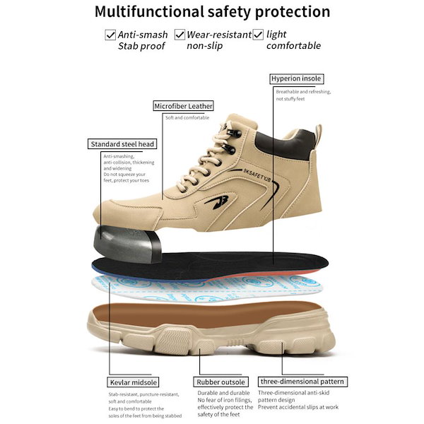Qoo10] 安全靴 ハイカット 新作 メンズ レディ