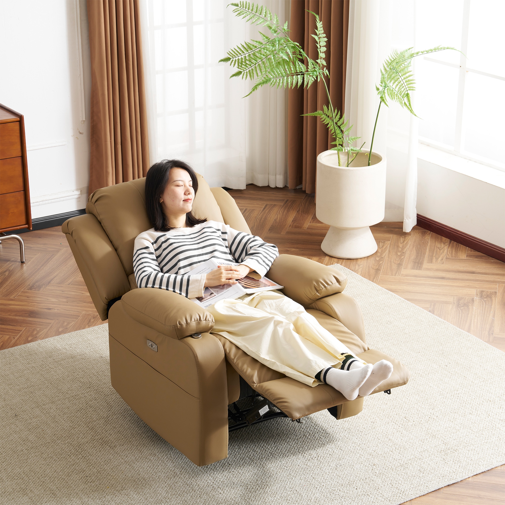 リクライニング チェア テーブル付き リクライニングソファ 1人掛け 電動 リクライニング ファブリック オットマン一体型 パーソナルチェアー 電動ソファ 耐圧分散 リクライニングチェア 一人暮らし