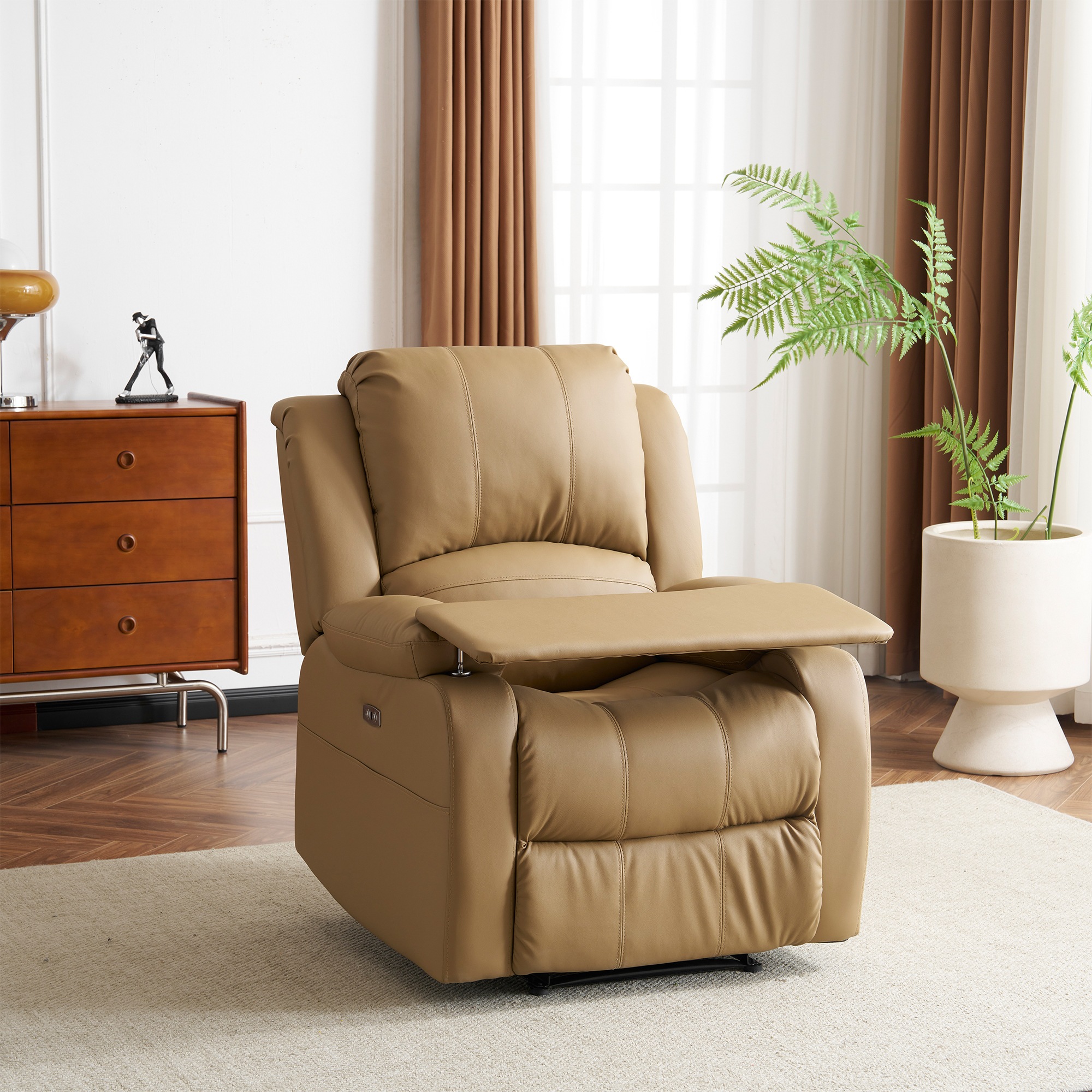 リクライニング チェア テーブル付き リクライニングソファ 1人掛け 電動 リクライニング ファブリック オットマン一体型 パーソナルチェアー 電動ソファ 耐圧分散 リクライニングチェア 一人暮らし