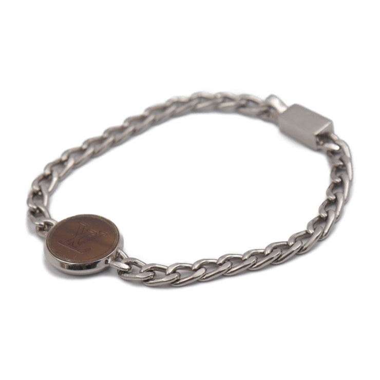 LOUIS VUITTON ルイ ヴィトン ブレスレット M00045 LVホーン ブレス メタル ホーン シルバー ブラウン系 チェーンブレス ビトン 本物保証 中古