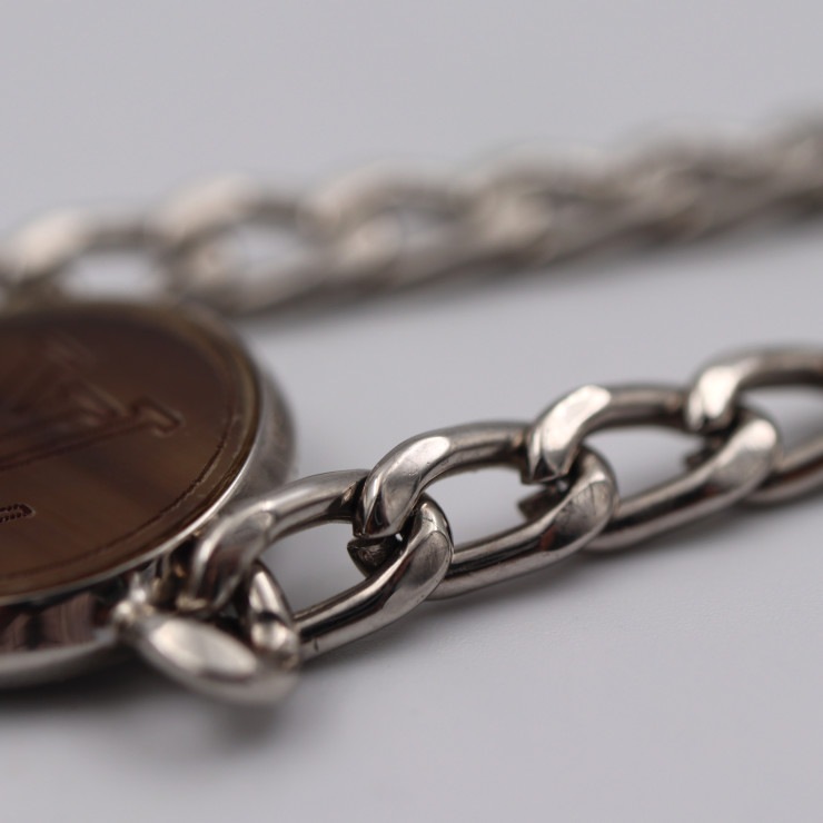 LOUIS VUITTON ルイ ヴィトン ブレスレット M00045 LVホーン ブレス メタル ホーン シルバー ブラウン系 チェーンブレス ビトン 本物保証 中古