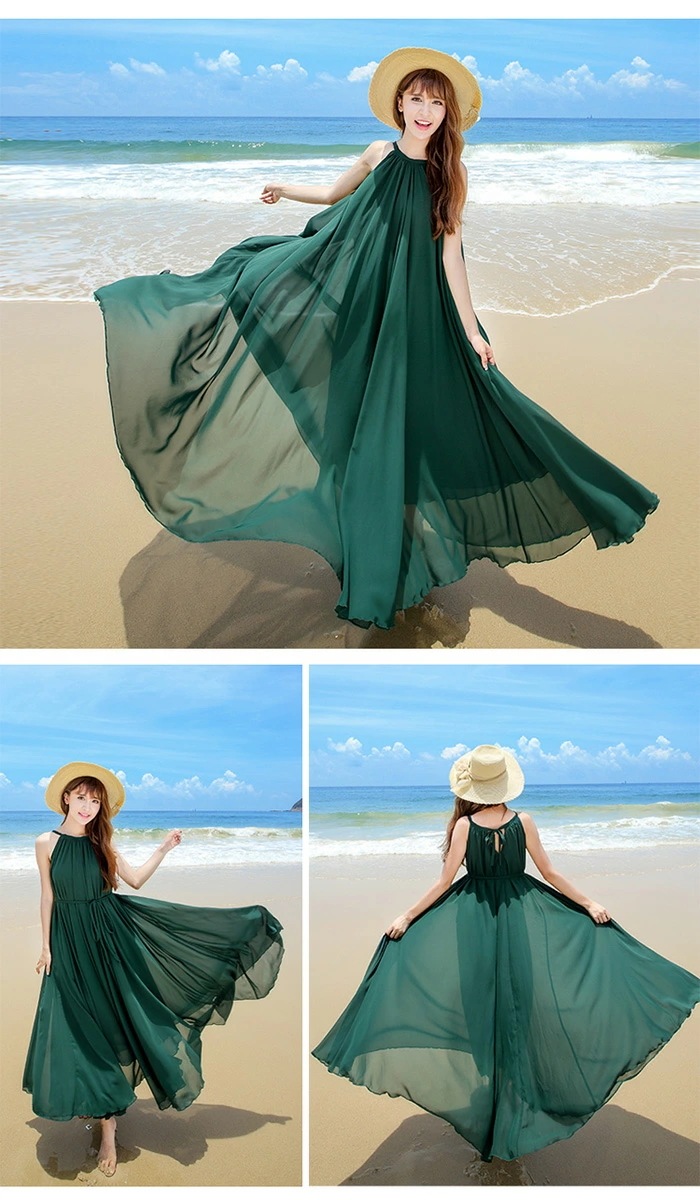 白ワンピース ワンピース レディース ロング　リゾートワンピース リゾートマキシワンピース リゾート マキシワンピ ビーチ 夏 リゾートワンピ 海 シフォン ゴム ボヘミア風 マキシ丈 ハワイアン