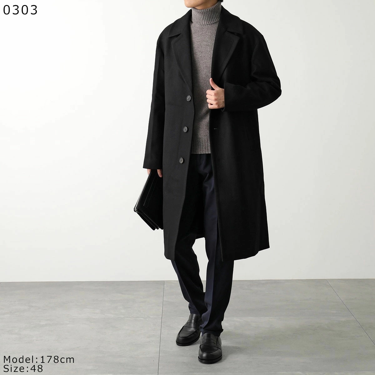 HEVO(イーヴォ)/チェスターコート/CISTERNINO/ブラック 新品] HEVOシングルチェスターコート ブラック 48（HEVO