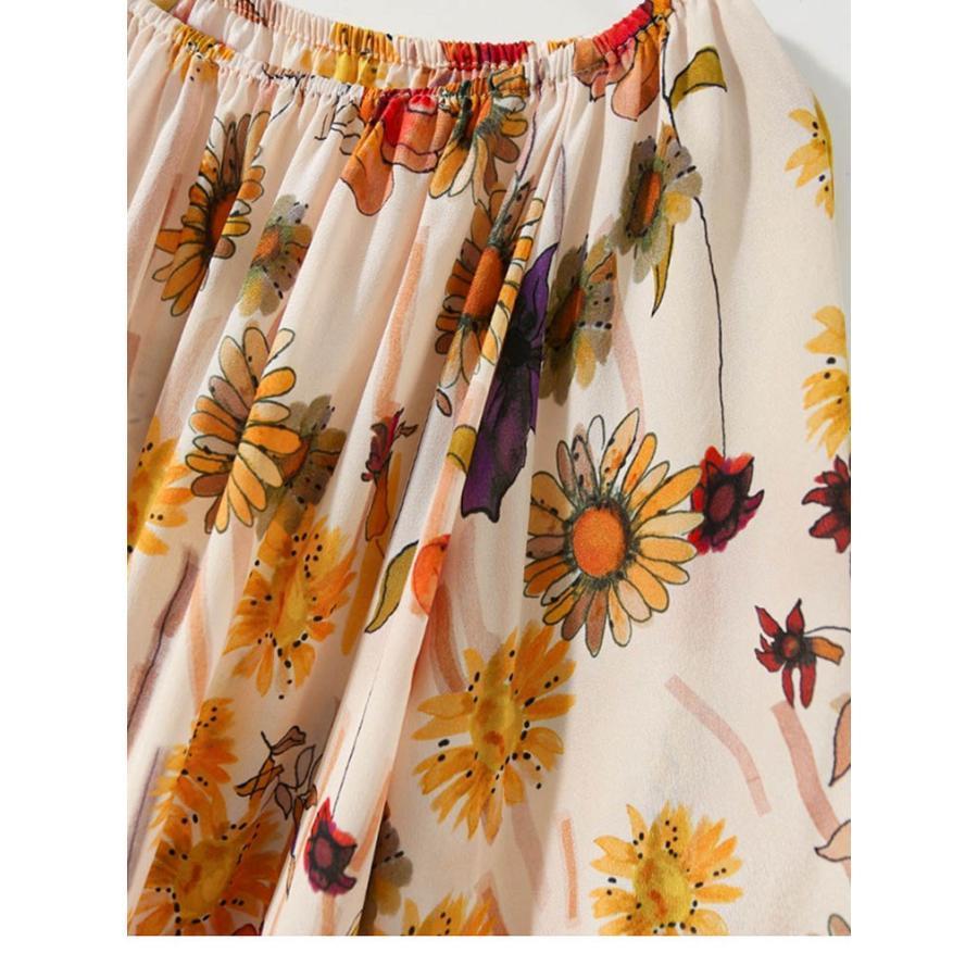 夏新作ブラウス レディース トップス シャツ 秋 春 花柄 総柄 七分袖 ブラウス カジュアル プルオーバーブラウス おしゃれ きれいめ トップス