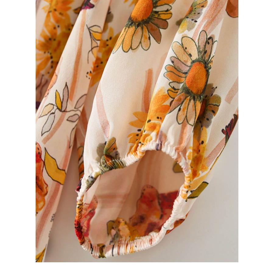 夏新作ブラウス レディース トップス シャツ 秋 春 花柄 総柄 七分袖 ブラウス カジュアル プルオーバーブラウス おしゃれ きれいめ トップス