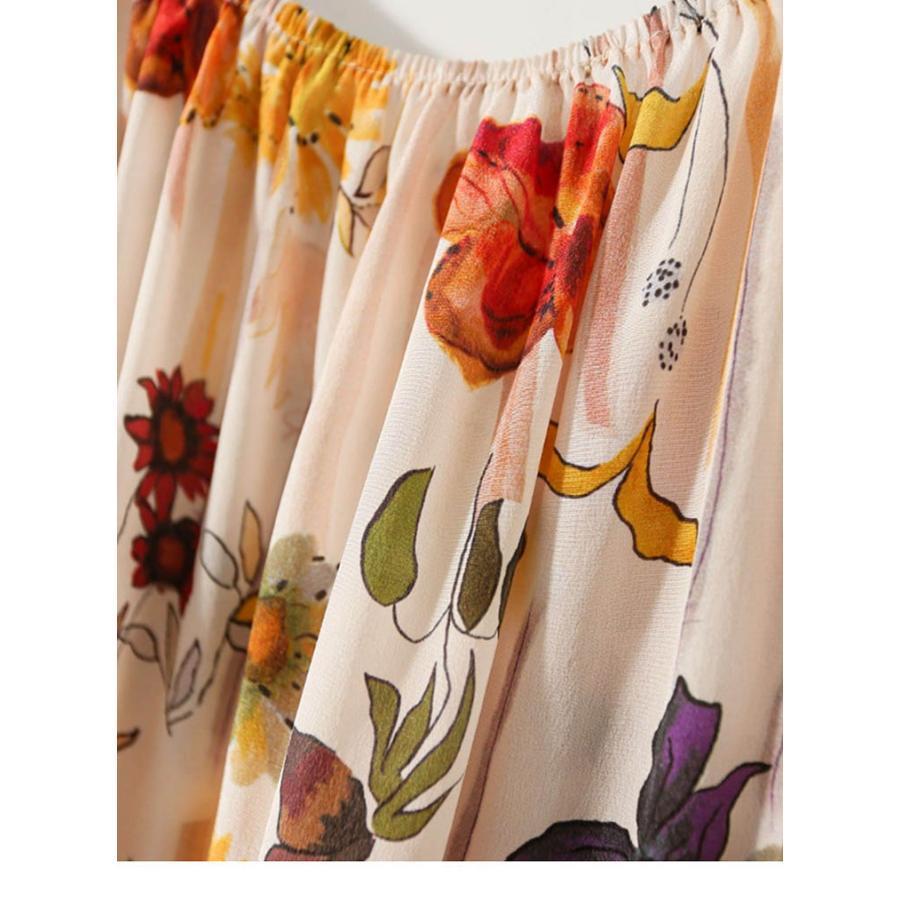 夏新作ブラウス レディース トップス シャツ 秋 春 花柄 総柄 七分袖 ブラウス カジュアル プルオーバーブラウス おしゃれ きれいめ トップス