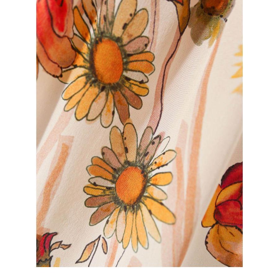 夏新作ブラウス レディース トップス シャツ 秋 春 花柄 総柄 七分袖 ブラウス カジュアル プルオーバーブラウス おしゃれ きれいめ トップス