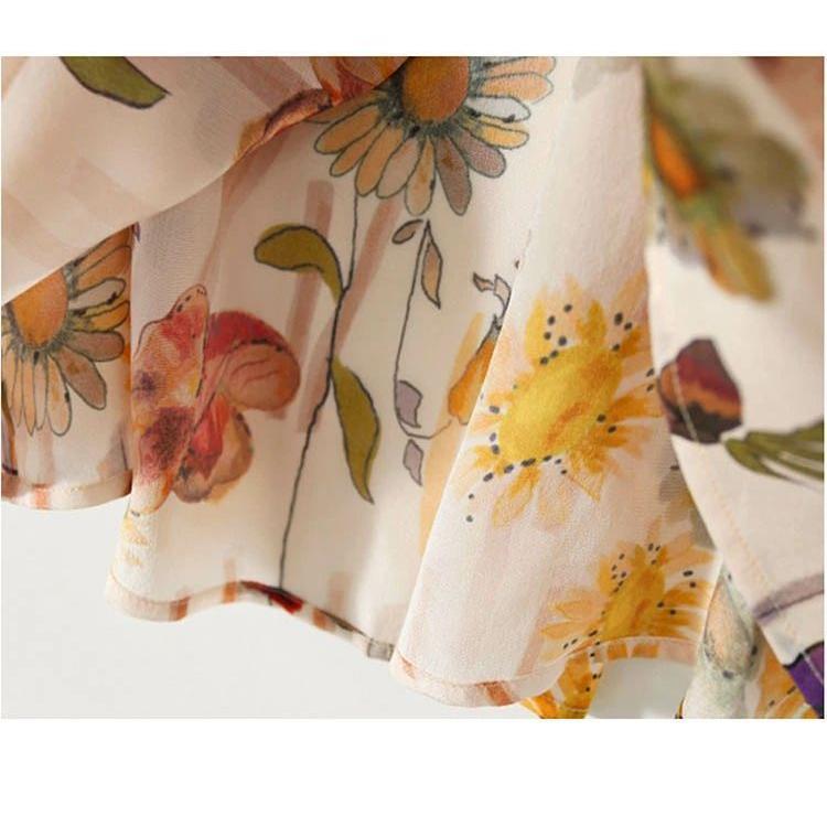 夏新作ブラウス レディース トップス シャツ 秋 春 花柄 総柄 七分袖 ブラウス カジュアル プルオーバーブラウス おしゃれ きれいめ トップス