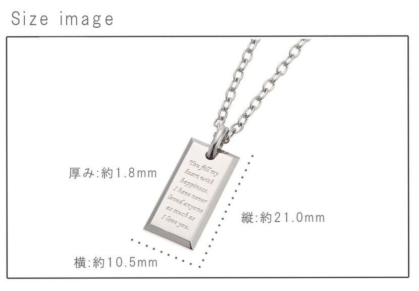 ネックレス レディース メンズ サージカルステンレス プレート 愛のメッセージ