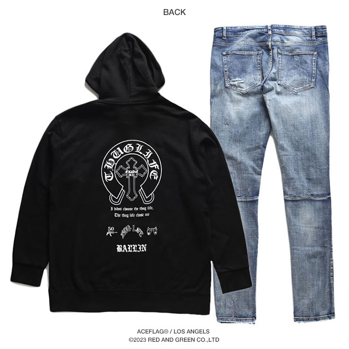 ACE FLAG 上下セット 長袖 ブランド パーカー メンズ 春秋冬用 黒 大きいサイズ エースフラッグ セットアップ フーディ ジーンズ デニム スリム 馬蹄