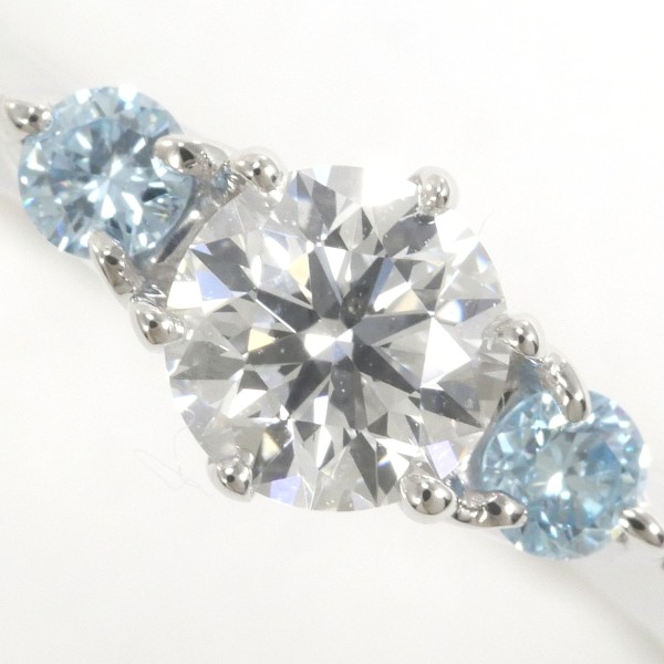 PT900 プラチナ リング 8号 ダイヤ 0.215 SI1 ブルーダイヤ 0.06 鑑定書 中古