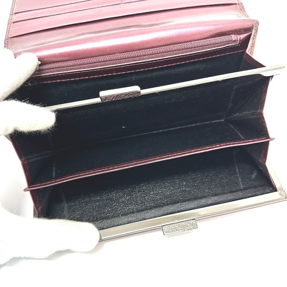 YVES SAINT LAURENT イヴ・サンローラン 長財布 YSLロゴ 総柄 財布 ロングウォレット 2つ折り がま口 レザー ワインレッド YVES SAINT LAURENT イヴ・サンローラン 長財布 YSLロゴ 総柄 財布 ロングウォレット 2つ折り がま口 レザー ワインレッド