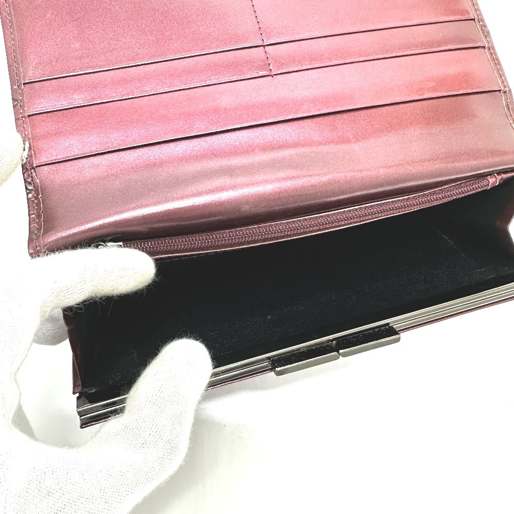 YVES SAINT LAURENT イヴ・サンローラン 長財布 YSLロゴ 総柄 財布 ロングウォレット 2つ折り がま口 レザー ワインレッド YVES SAINT LAURENT イヴ・サンローラン 長財布 YSLロゴ 総柄 財布 ロングウォレット 2つ折り がま口 レザー ワインレッド