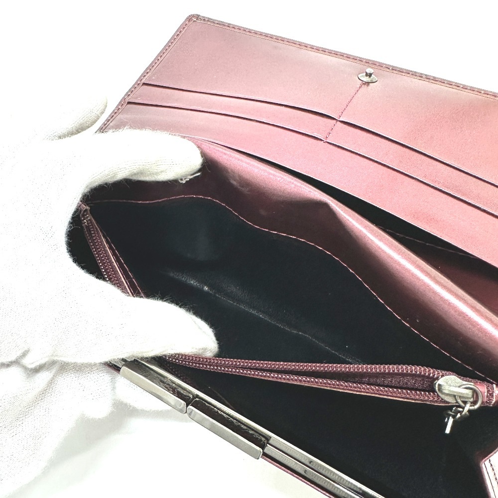 YVES SAINT LAURENT イヴ・サンローラン 長財布 YSLロゴ 総柄 財布 ロングウォレット 2つ折り がま口 レザー ワインレッド YVES SAINT LAURENT イヴ・サンローラン 長財布 YSLロゴ 総柄 財布 ロングウォレット 2つ折り がま口 レザー ワインレッド