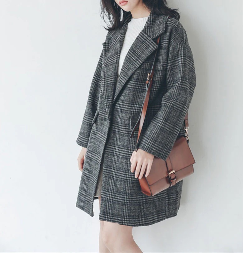 グレンチェック ウールコート アウター 厚手 通勤 通学 OL ビジネス チェスターコート ゆったり グレンチェック ウールコート アウター 厚手 通勤 通学 OL ビジネス チェスターコート ゆったり