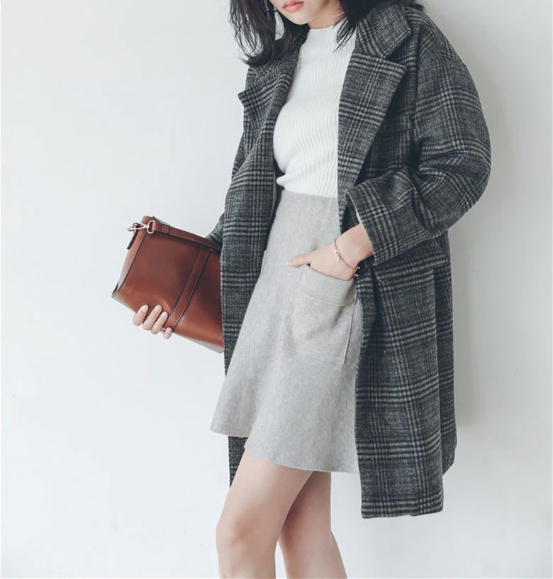 グレンチェック ウールコート アウター 厚手 通勤 通学 OL ビジネス チェスターコート ゆったり グレンチェック ウールコート アウター 厚手 通勤 通学 OL ビジネス チェスターコート ゆったり