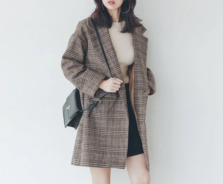 グレンチェック ウールコート アウター 厚手 通勤 通学 OL ビジネス チェスターコート ゆったり グレンチェック ウールコート アウター 厚手 通勤 通学 OL ビジネス チェスターコート ゆったり