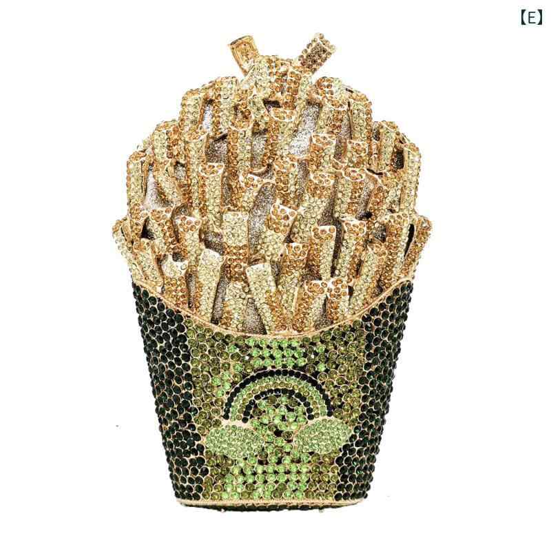 レディース 鞄 カバン バック ファッション オシャレ アイテム 小物 ハイエンド メタル バッグ フライドポテト形レインボー ディナーバッグ ラインストーン クラッチバッグ レディース 鞄 カバン バック ファッション オシャレ アイテム 小物 ハイエンド メタル バッグ フライドポテト形レインボー ディナーバッグ ラインストーン クラッチバッグ