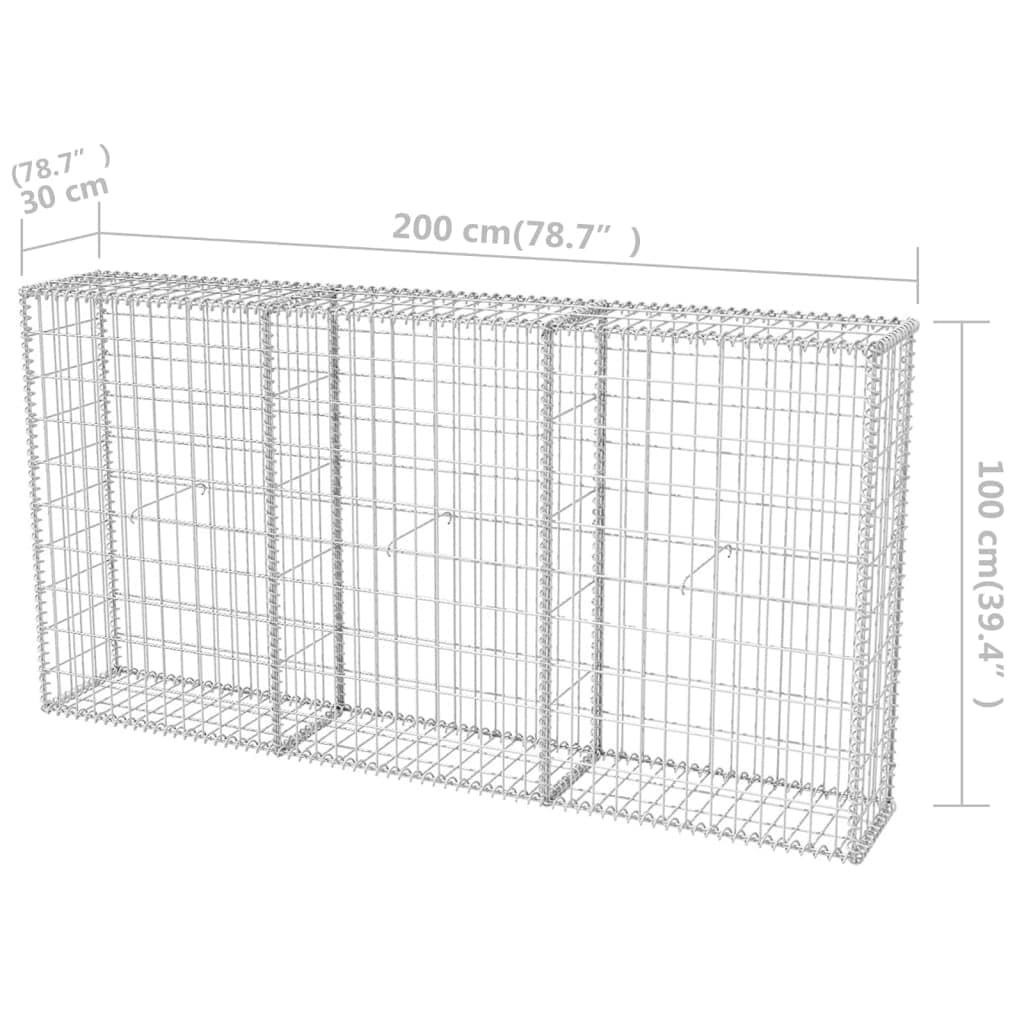 ガビオンバスケット 亜鉛メッキ鋼製 200x30x100 cm ガビオンバスケット 亜鉛メッキ鋼製 200x30x100 cm