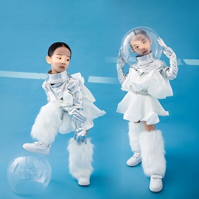 ショー テクノロジー感覚 モールド 宇宙服 パーティー 結婚式 ドレス キッズ 膝丈 学生 ノ演奏 演出 発表会 花柄 フォーマル 女の子 成人子供男 スーツ ハロウィン 2023年新作入荷コスプレ