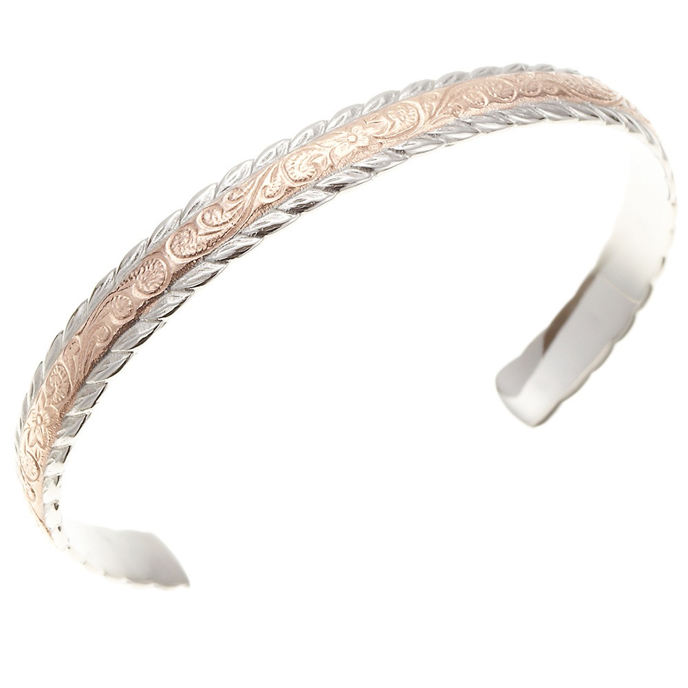 レディース バングル サージカルステンレス ハワイアン 彫柄 リーフ スクロール プルメリア レディース バングル サージカルステンレス ハワイアン 彫柄 リーフ スクロール プルメリア