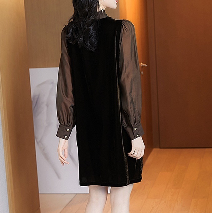 ワンピース ショート ショート丈 膝上 袖あり 長袖 スタンドカラー フリル リボン 切り替えデザイン ドッキング 薄手 ベロア かわいい 大人可愛い おしゃれ お洒落 レトロ ラブリー キュート ワンピース ショート ショート丈 膝上 袖あり 長袖 スタンドカラー フリル リボン 切り替えデザイン ドッキング 薄手 ベロア かわいい 大人可愛い おしゃれ お洒落 レトロ ラブリー キュート