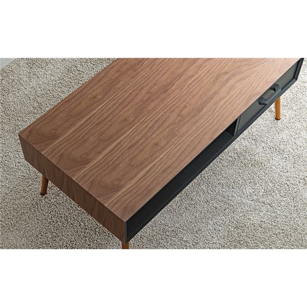 引出し付きテーブル ナチュラル (約)幅100cm 組立式（脚・取手のみ）