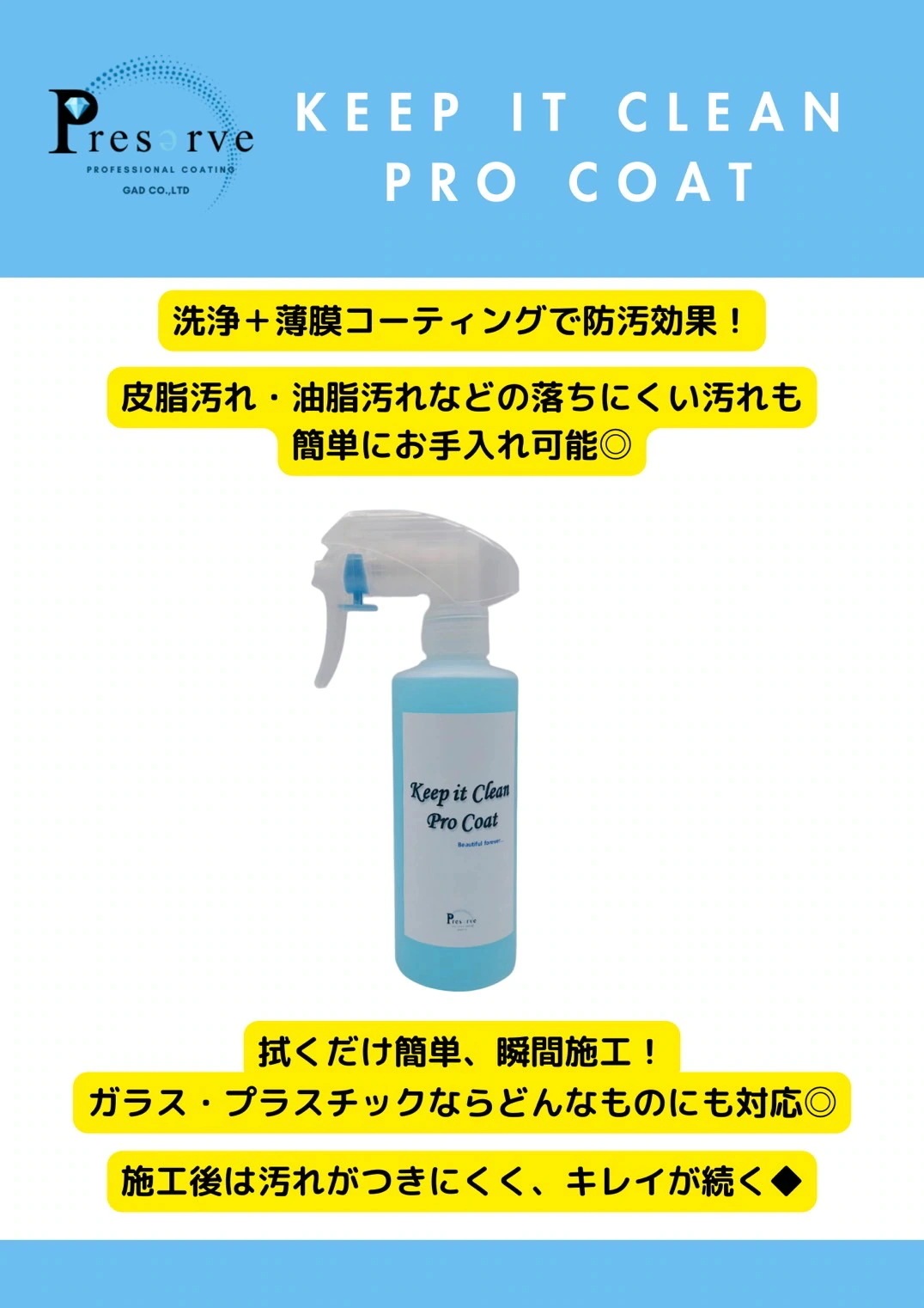 Keep it Clean Pro Coat 200ml 4本セット 拭き取りクロス2枚付き Keep it Clean Pro Coat 200ml 4本セット 拭き取りクロス2枚付き