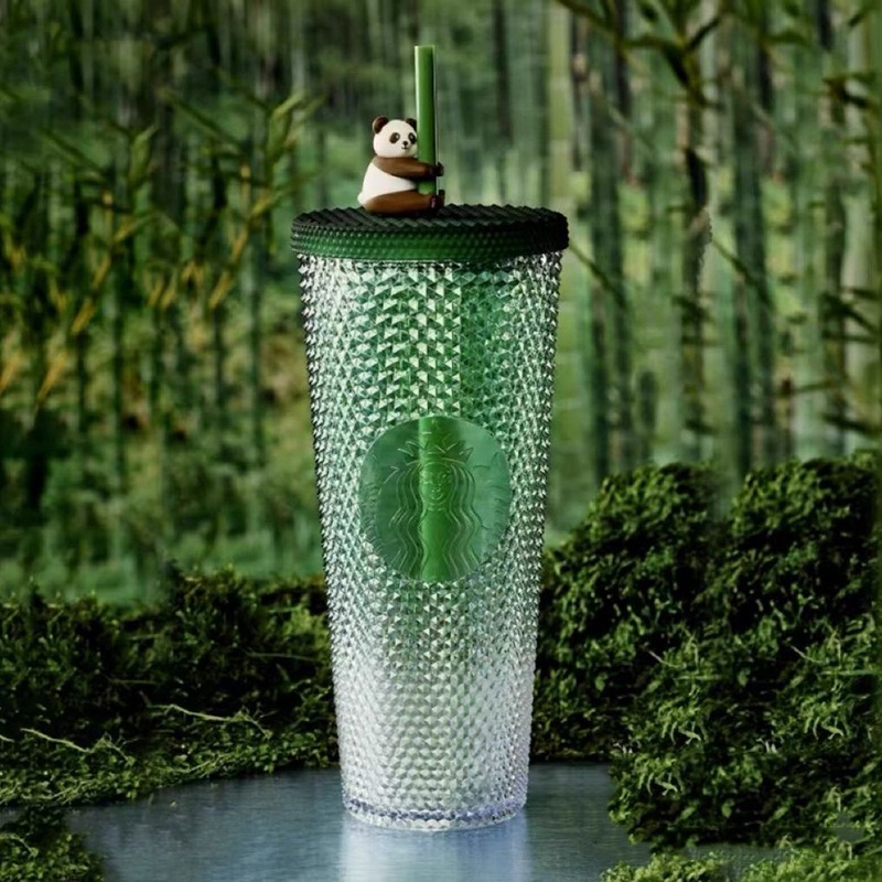 トラベル パンダ シリーズ ライト ラグジュアリー 高価値 シンプル バンブー グリーン プラスチック ストロー カップ 710ml トラベル パンダ シリーズ ライト ラグジュアリー 高価値 シンプル バンブー グリーン プラスチック ストロー カップ 710ml