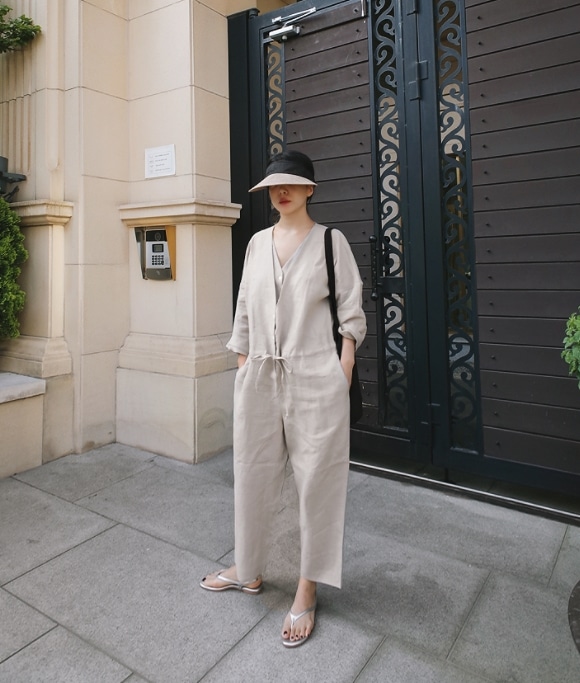 パンツ オールインワン レディース 長袖 前開き サロペット 黒 グレー ゆったり ジャンプスーツ ロング 楽ちん ワイド ポケット ナチュラル シンプル 体型カバー お洒落 クール S M L XL