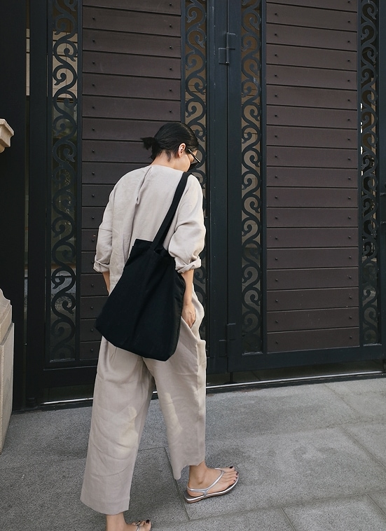 パンツ オールインワン レディース 長袖 前開き サロペット 黒 グレー ゆったり ジャンプスーツ ロング 楽ちん ワイド ポケット ナチュラル シンプル 体型カバー お洒落 クール S M L XL