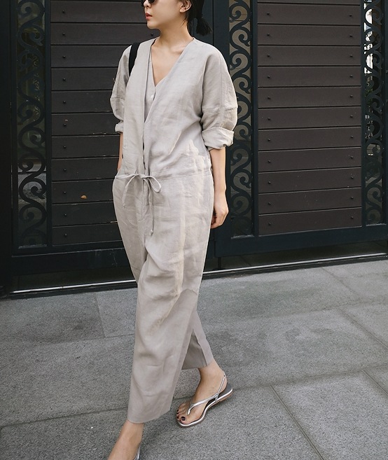 パンツ オールインワン レディース 長袖 前開き サロペット 黒 グレー ゆったり ジャンプスーツ ロング 楽ちん ワイド ポケット ナチュラル シンプル 体型カバー お洒落 クール S M L XL