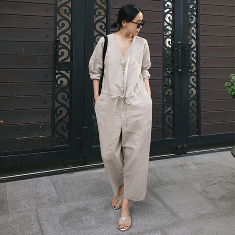 パンツ オールインワン レディース 長袖 前開き サロペット 黒 グレー ゆったり ジャンプスーツ ロング 楽ちん ワイド ポケット ナチュラル シンプル 体型カバー お洒落 クール S M L XL