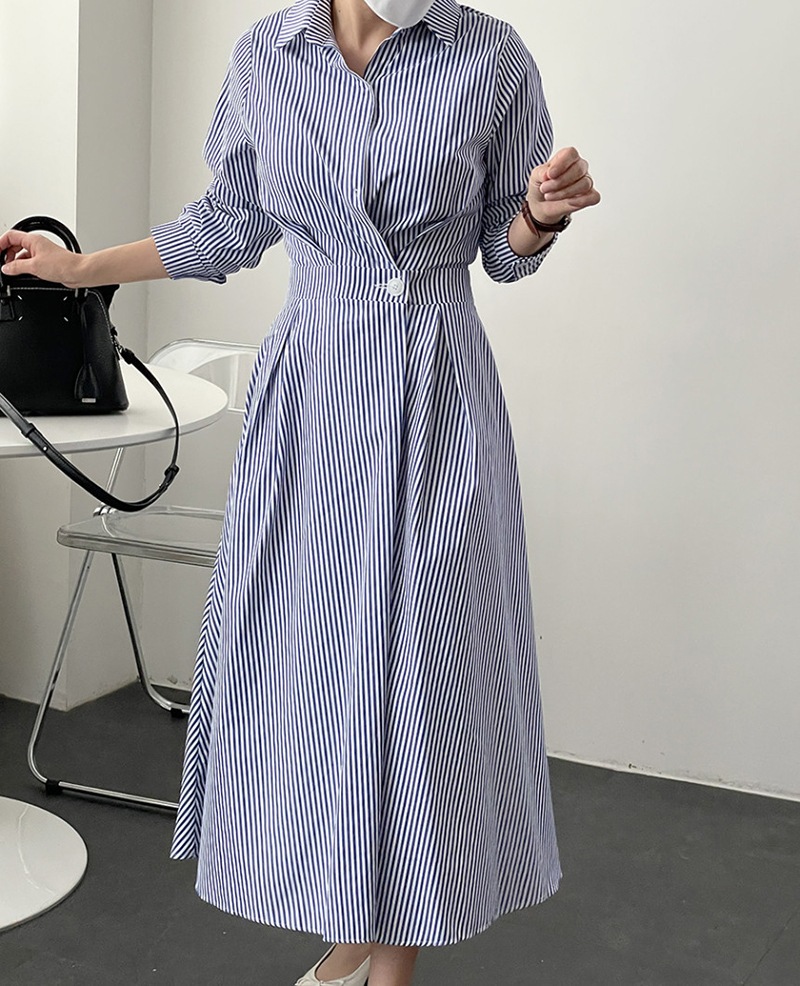 ワンピース レディース 40代 きれいめ シャツワンピース 秋服 長袖ワンピース ボーダー柄折り襟 Aラインスカート オシャレ韓国風 カジュアル 通勤OL 50代 ワンピース レディース 40代 きれいめ シャツワンピース 秋服 長袖ワンピース ボーダー柄折り襟 Aラインスカート オシャレ韓国風 カジュアル 通勤OL 50代