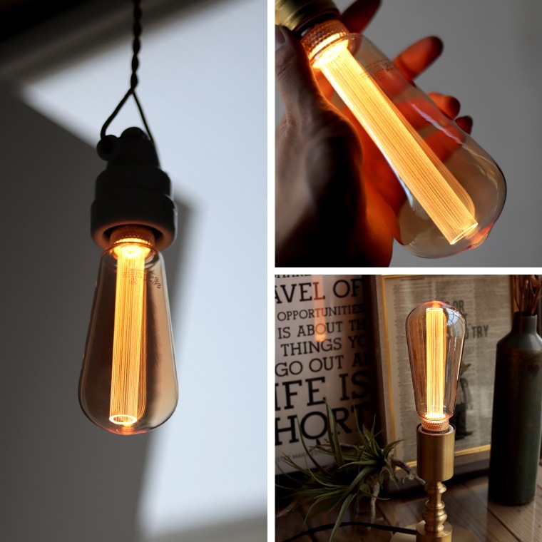 【2個セット】モダン電球 LED モダン 口金 E26 調光器対応 led 電球 シック 眩しくない かっこいい かわいい アンバー グレー 細長い エジソン球型 チューブ型 電球色