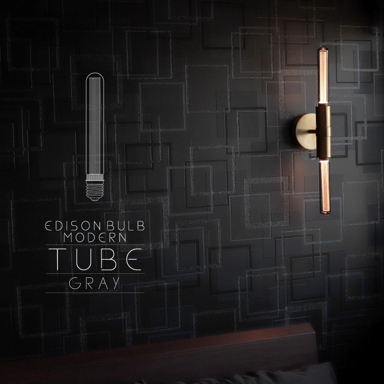 【2個セット】モダン電球 LED モダン 口金 E26 調光器対応 led 電球 シック 眩しくない かっこいい かわいい アンバー グレー 細長い エジソン球型 チューブ型 電球色