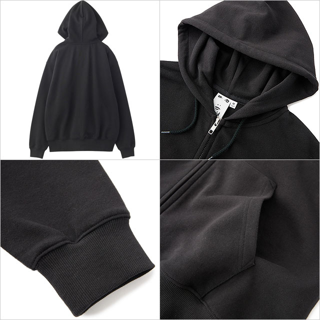 フェイクファーロゴ ジップアップ スウェットフーディー [105244012030] レディース トップス フルジップパーカー BLACK