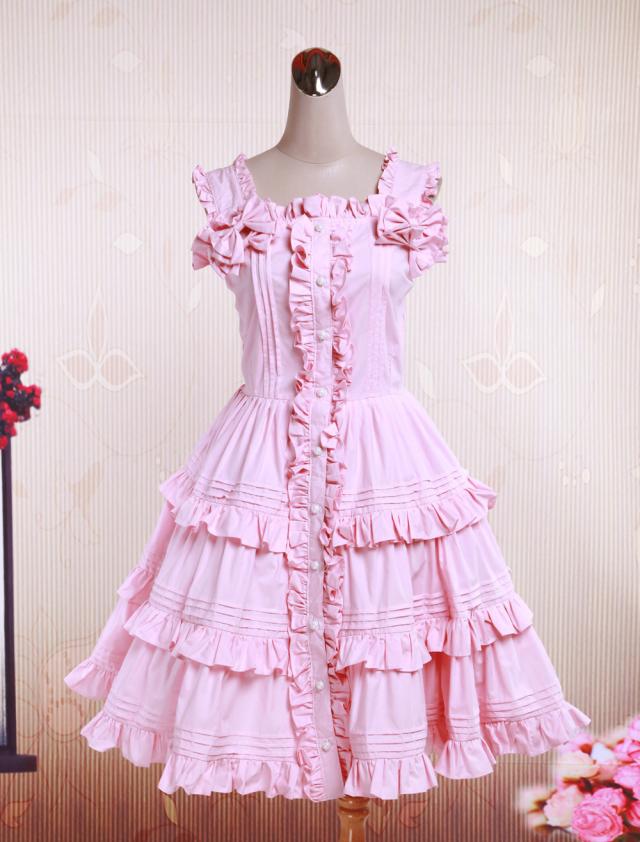 【全店任意2枚購入で100円OFF】ロリータジャンパースカート,ピンク ティアド ラッフル クラシック&トラディション コットン 【全店任意2枚購入で100円OFF】ロリータジャンパースカート,ピンク ティアド ラッフル クラシック&トラディション コットン