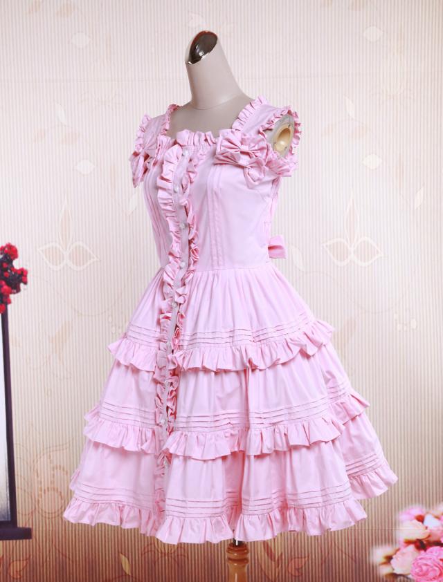 【全店任意2枚購入で100円OFF】ロリータジャンパースカート,ピンク ティアド ラッフル クラシック&トラディション コットン 【全店任意2枚購入で100円OFF】ロリータジャンパースカート,ピンク ティアド ラッフル クラシック&トラディション コットン