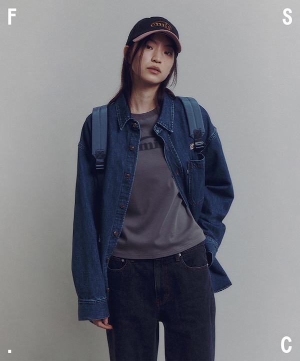 Qoo10 EMIS WASHED DENIM ロゴ キャップ