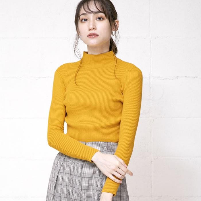 【迅速出荷】販売最低価 ! ストレッチリブハイネックセーター リブニット トップス レディース 長袖 春 秋冬 SNS掲載