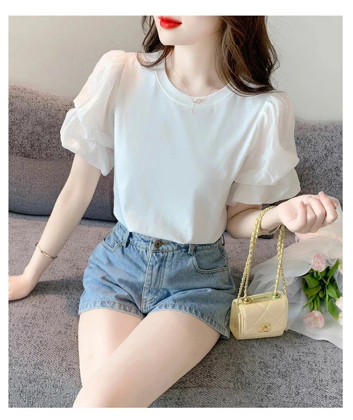 【20点セット】Tシャツ ボリューム袖 レディース 夏 ぽわん袖 プルオーバー クルーネック トップス 無地 半袖 パフスリーブ ゆったり 体型カバー カジュアル かわいい パフスリーブ おしゃれ 柔