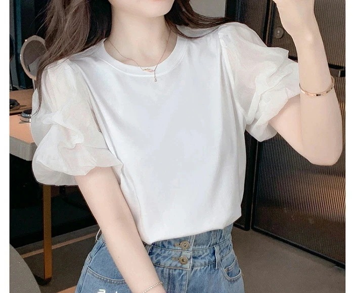 【20点セット】Tシャツ ボリューム袖 レディース 夏 ぽわん袖 プルオーバー クルーネック トップス 無地 半袖 パフスリーブ ゆったり 体型カバー カジュアル かわいい パフスリーブ おしゃれ 柔