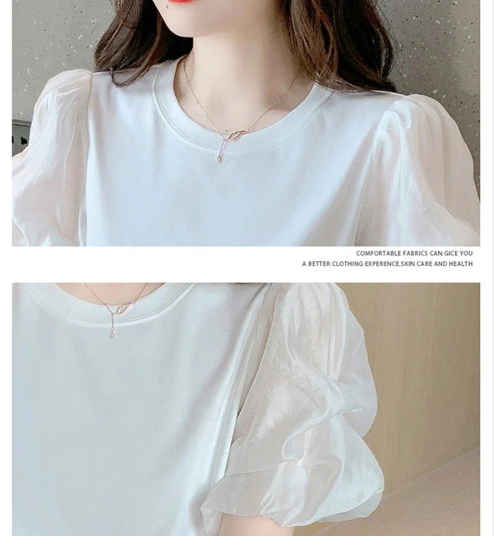 【20点セット】Tシャツ ボリューム袖 レディース 夏 ぽわん袖 プルオーバー クルーネック トップス 無地 半袖 パフスリーブ ゆったり 体型カバー カジュアル かわいい パフスリーブ おしゃれ 柔