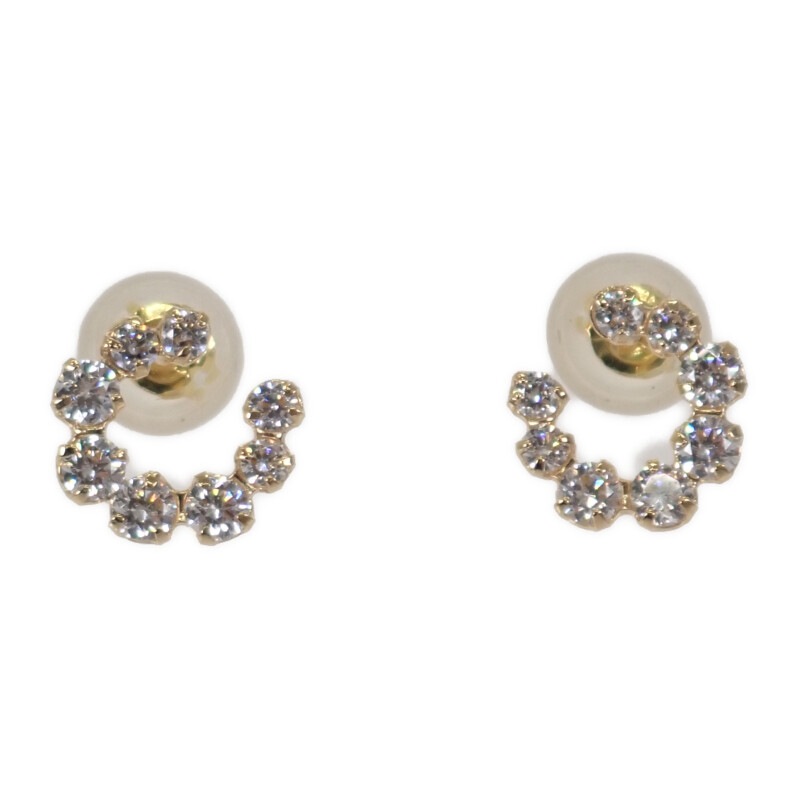 K18YG デザインジュエリー スワロフスキージルコニア ピアス K18イエローゴールド キュービック・ジルコニア レディース【Aランク】