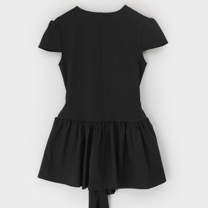 ブラックアップ ベンソ フレア リボン ミニワンピース