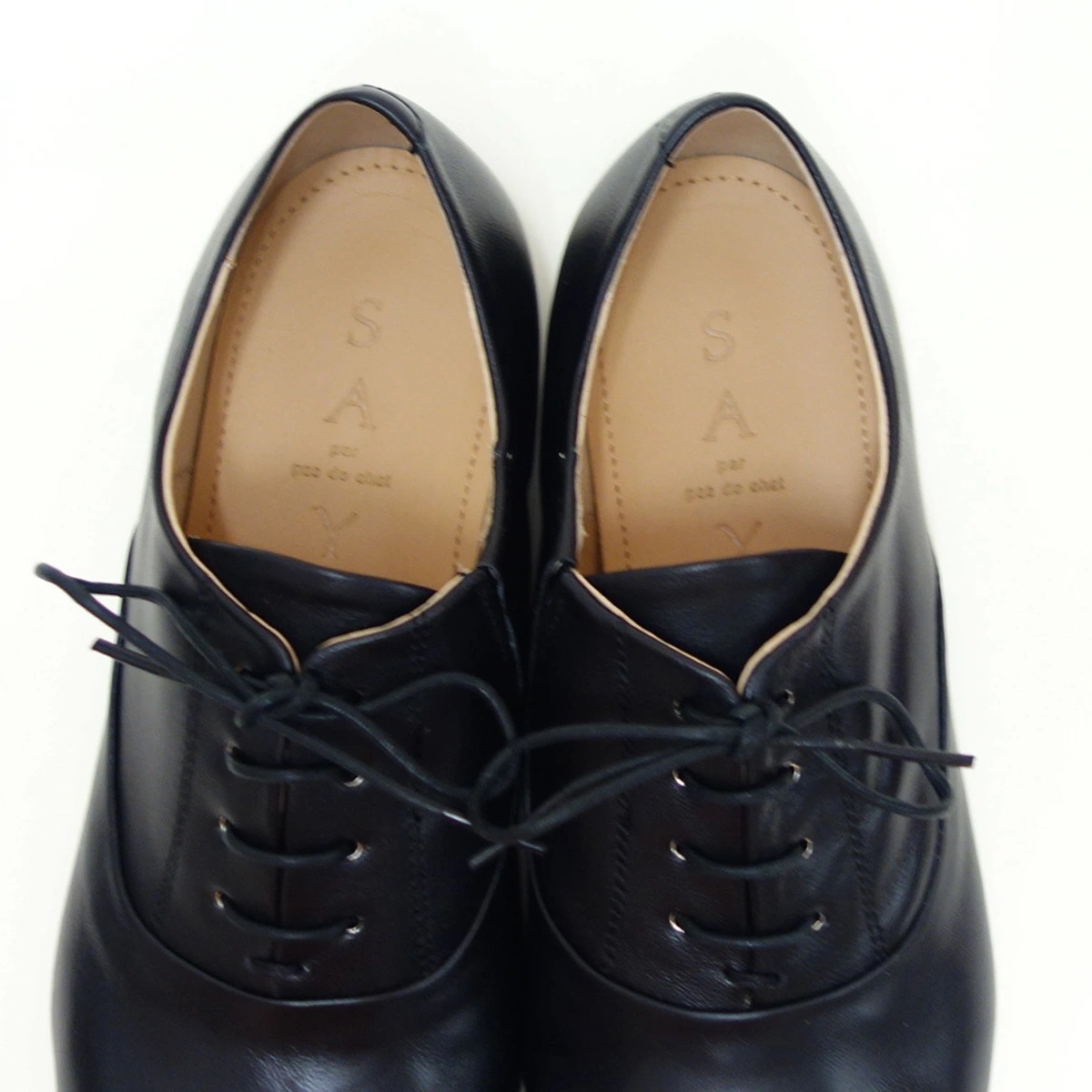 SAYA（サヤ） 51190 ブラック 天然皮革 オックスフォードシューズ